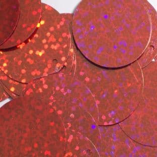 LAST PACK 10mm Hologram Red Flat Round Sequins HALF PRICE