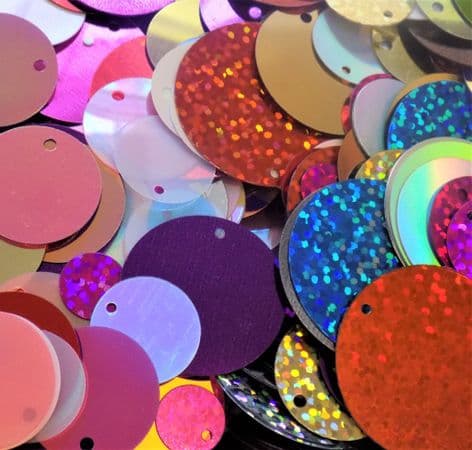 OFFER Round Sequin Mix x 200g. Mixed sequins from 10mm to 40mm BUY 1 GET 1 FREE