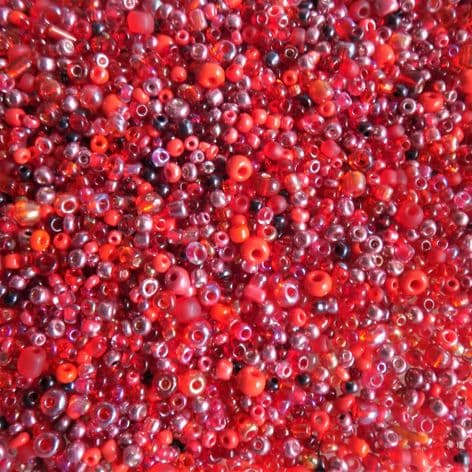 Red Glass Seed and Bugle Bead Mix x 25g