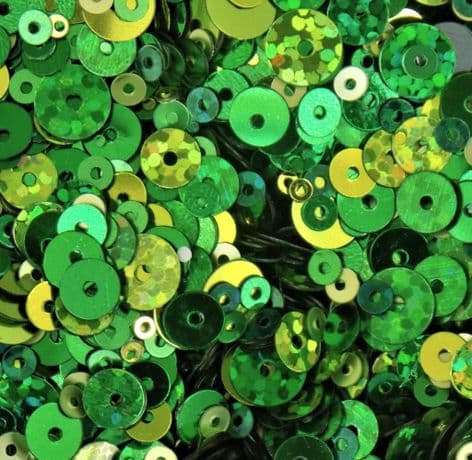 Shades of Green Mixed Round Sequin Pack x 20g