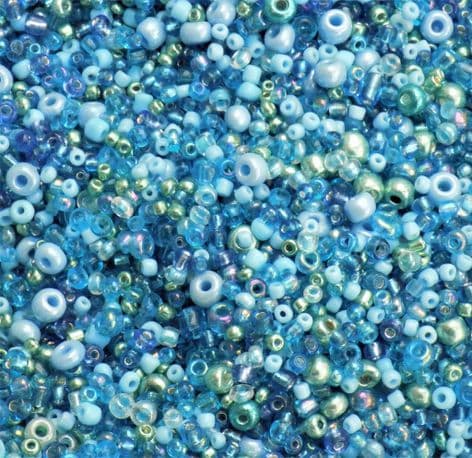 Turquoise Glass Seed and Buge Bead Mix x 25g