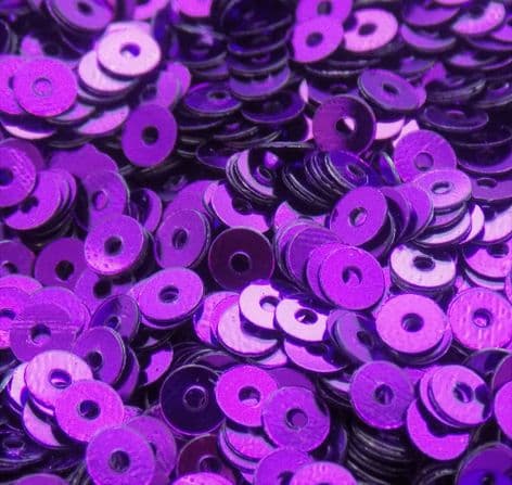 Value Pack  4mm Metallic Deep Purple Flat Round Sequins x 50g.