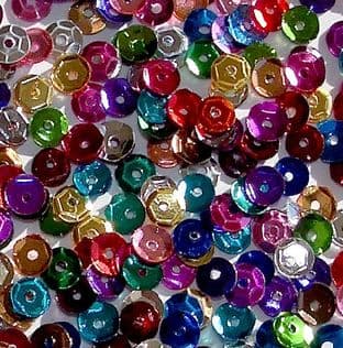 Value Pack 50g 5mm Metallic Semi-cupped Sequins. Mixed Colour Pack.