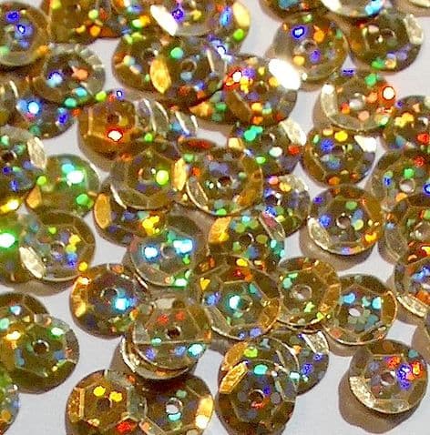 Value Pack 50g 8mm Hologram Gold Semi-cupped Sequins.