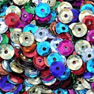 Value Pack 5mm Hologram Semi Cup Sequins. Mixed Colours x 50g