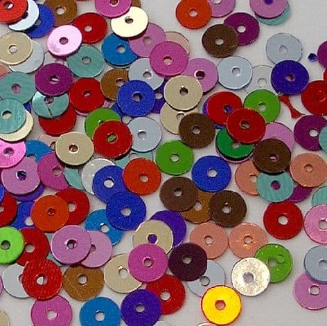Value Pack 5mm Metallic Flat Round Sequins x 50g. Mixed Colour Pack.