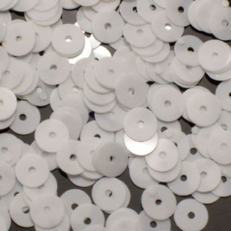 Value Pack 6mm Glossy White Flat Round Sequins x 50g