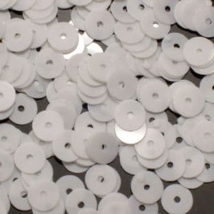Value Pack 6mm Glossy White Flat Round Sequins x 50g