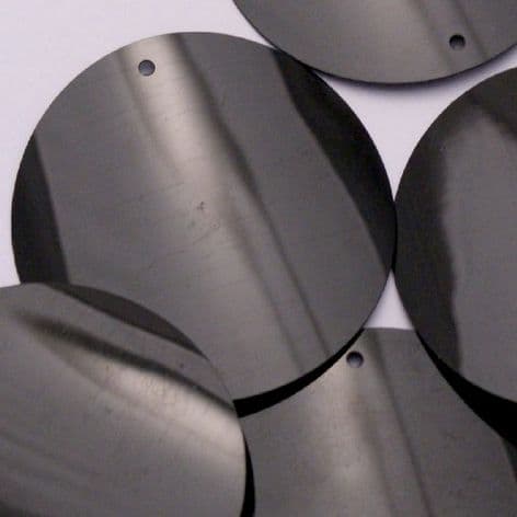 XXL 60mm Flat Round Glossy Black Sequins x 50