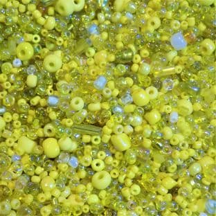 Yellow Glass Seed and Bugle Glass Bead Mix x 25g