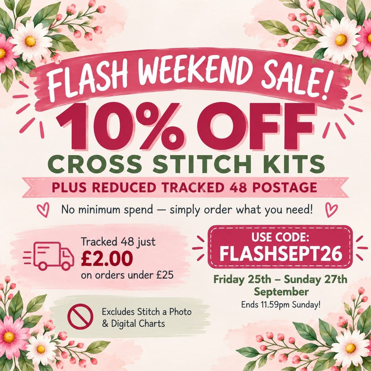 Flash Weekend Sale - 10% Off Cross Stitch Kits