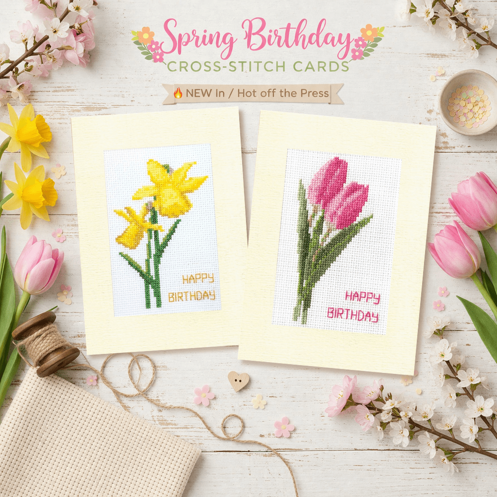 🌸 Spring Cross Stitch Birthday Cards – New Floral Designs