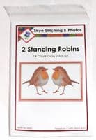 2 Standing Robin Red Breasts Counted Cross Stitch Mini Kit | 14ct 7