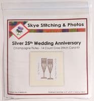25th, Silver Wedding Anniversary, Cross Stitch Card Kit 5.5