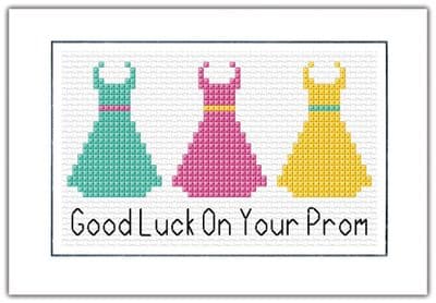 3 Dresses: Good Luck on Your Prom Cross Stitch Card Kit | 14ct A6