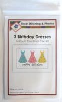 3 Dresses, Happy Birthday ~ 14 Count Cross Stitch Card Kit