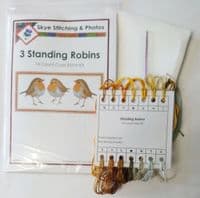 3 Standing Robin Red Breasts ~ 14 Count Mini Cross Stitch Kit 10