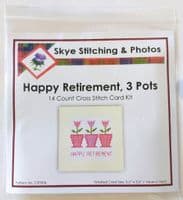 3 Tulip Flower Pots Happy Retirement Cross Stitch Card Kit | 14ct 5.5