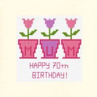 Tulips Happy Age Birthday Cross Stitch Card Kit | 40th, 50th, 60th, 70th, 80th, 90th | Skye Stitching