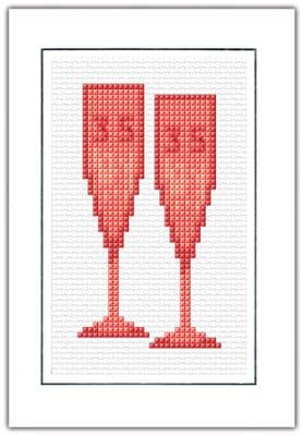 35th Glasses: Coral Wedding Anniversary Cross Stitch Card Kit | 14ct A6
