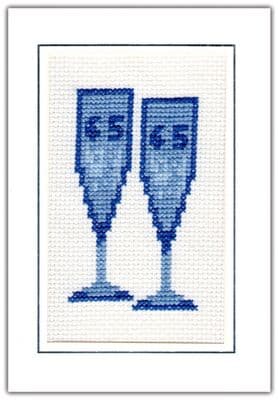 45th Glasses: Sapphire Wedding Anniversary Cross Stitch Card Kit | 14ct A6
