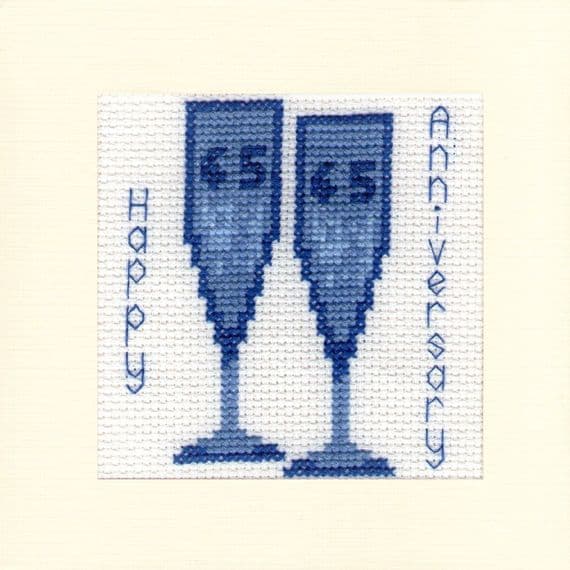 45th, Sapphire Wedding Anniversary, Cross Stitch Card Kit 5.5