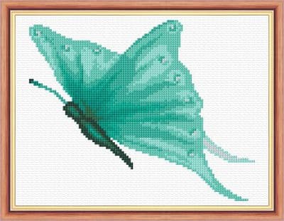 Aqua Butterfly: Counted Cross Stitch Mini Kit | 14ct 8