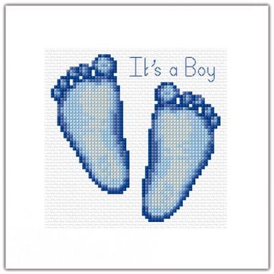 Baby Feet: It's a Boy (Blue) Cross Stitch Card Kit | 16ct Square 5.5