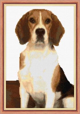 Beagle Dog Portrait, DMC Chart/Pattern ~ 14 Count Cross Stitch 8