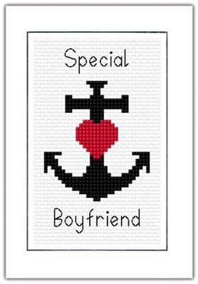 Black Anchor (Heart Optional): Special Boyfriend Cross Stitch Card Kit | 14ct A6