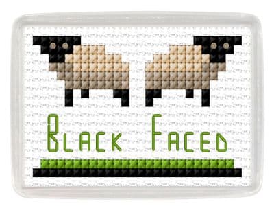 Black Faced Sheep Pair, Fridge Magnet ~ 14 Count Cross Stitch Kit