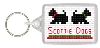 Black Scottie Dogs Keyring ~ 14 Count Cross Stitch Kit