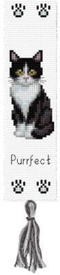 Black & White Cat: Purrfect Bookmark Counted Cross Stitch Kit