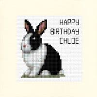 Personalised Black & White Rabbit Birthday Cross Stitch Card Kit | 14ct