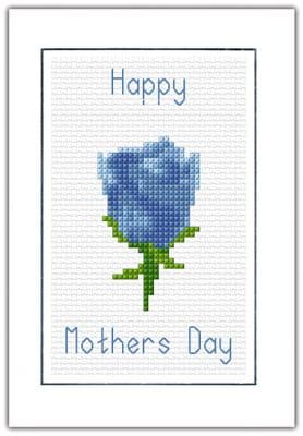 Blue Rose: Happy Mothers Day Cross Stitch Card Kit | 14ct A6