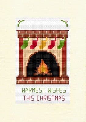 Brick Fireplace & Christmas Stockings ~ Cross Stitch A5 Card 14ct Kit (6