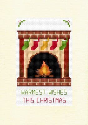 Brick Fireplace & Stockings: Christmas Cross Stitch Card Kit | 14ct A5 (6
