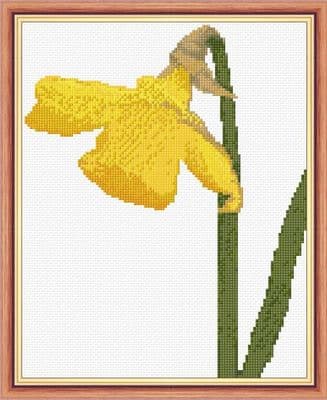 Bright Yellow Daffodil Flower: Counted Cross Stitch Kit or Chart | 14ct 8