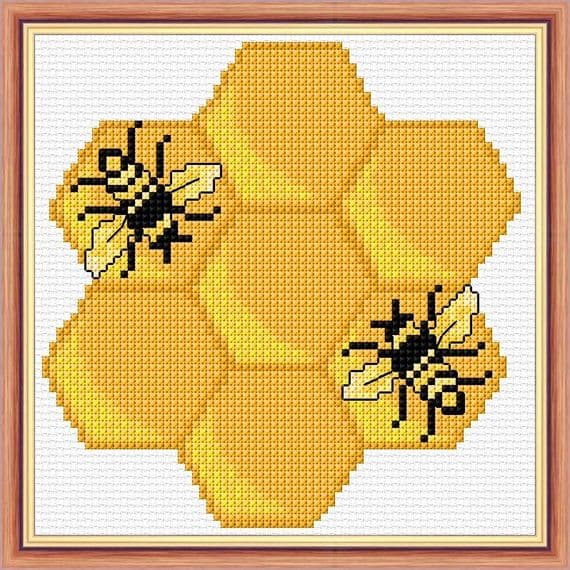 Bumble Bees Resting on Honeycomb ~ 14 Count Cross Stitch Mini Kit 5