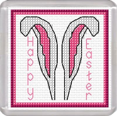 Bunny Ears Coaster: Happy Easter Counted Cross Stitch Kit | 14ct 3.8