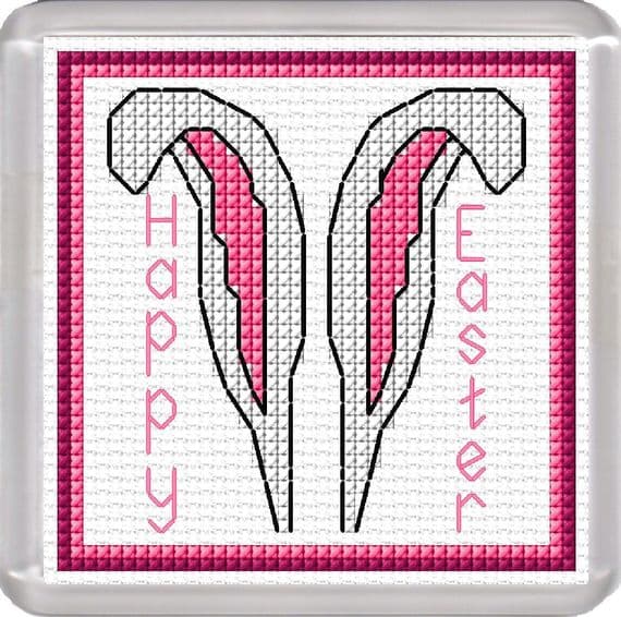 Bunny Ears Easter Coaster - 14 Count Cross Stitch Kit