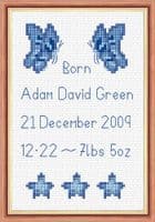 Butterflies & Stars - Baby Boy/Girl Birth Sampler/Announcement - 14 Count Cross Stitch