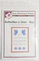 Butterflies & Stars - Baby Boy/Girl Birth Sampler/Announcement - 14 Count Cross Stitch