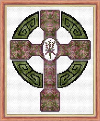 Celtic Cross & Scottish Heather: Counted Cross Stitch Mini Kit | 14ct 6.5