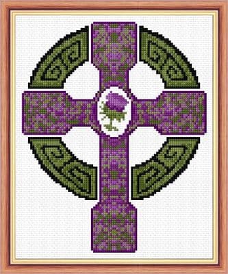 Celtic Cross & Scottish Thistle: Counted Cross Stitch Mini Kit | 14ct 6.5