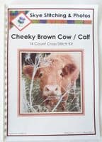 Cheeky Brown Calf: Cow Counted Cross Stitch Kit or Chart | 14ct or 16ct