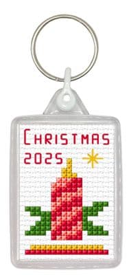 Christmas Candle Keyring ~ 14 Count Cross Stitch Kit