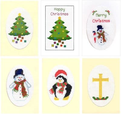 Christmas Tree, Snowman, Penguin & Cross ~ PDF CHARTS A6 Cross Stitch