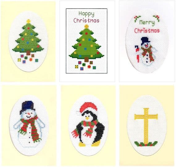 Christmas Tree, Snowman, Penguin & Cross ~ PDF CHARTS A6 Cross Stitch