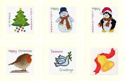 Christmas Tree, Snowman, Penguin, Robin, Dove & Bell: PDF CHARTS Square Cross Stitch